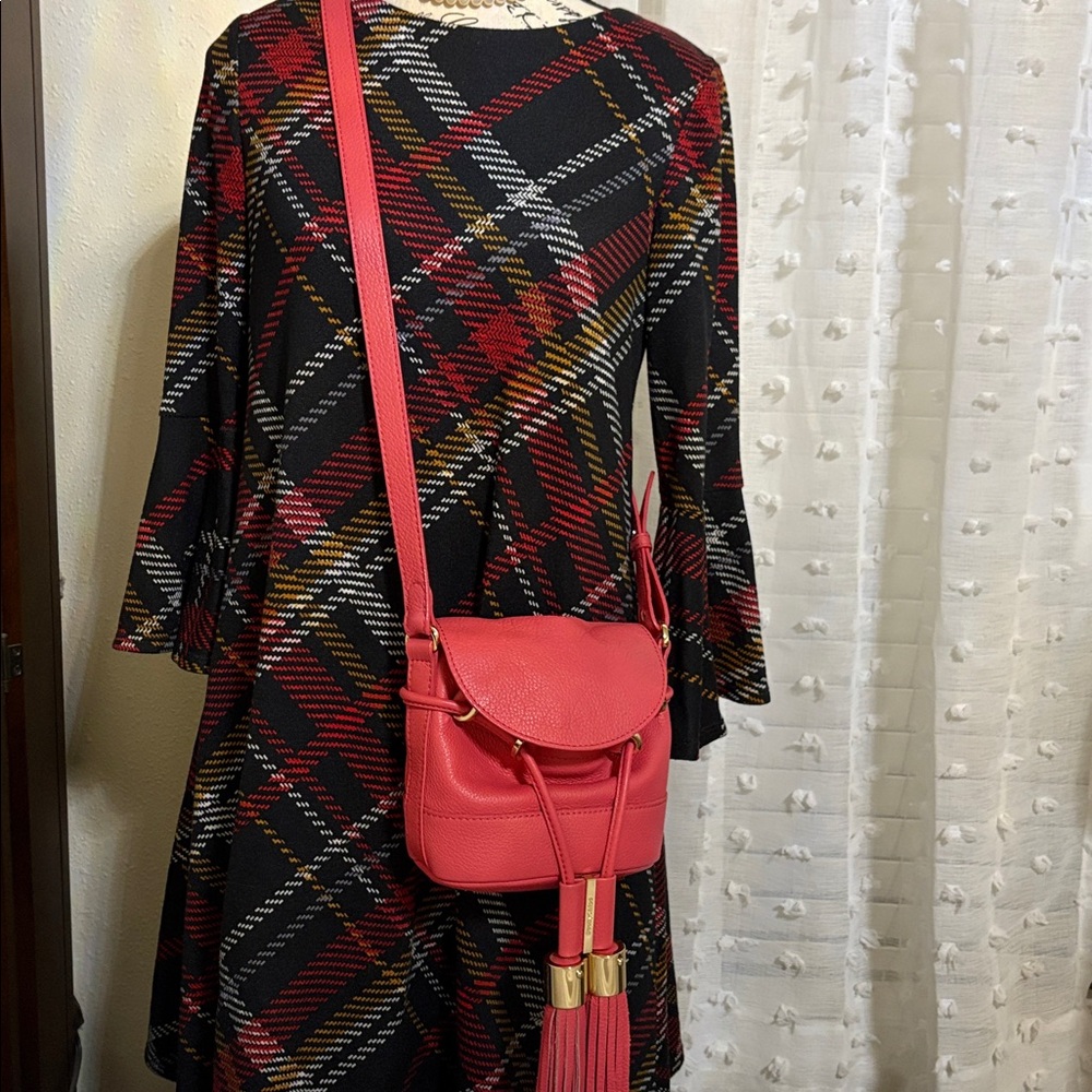 See By Chloé Coral Pink Leather Crossbody Bag with Gold Tone Tassels